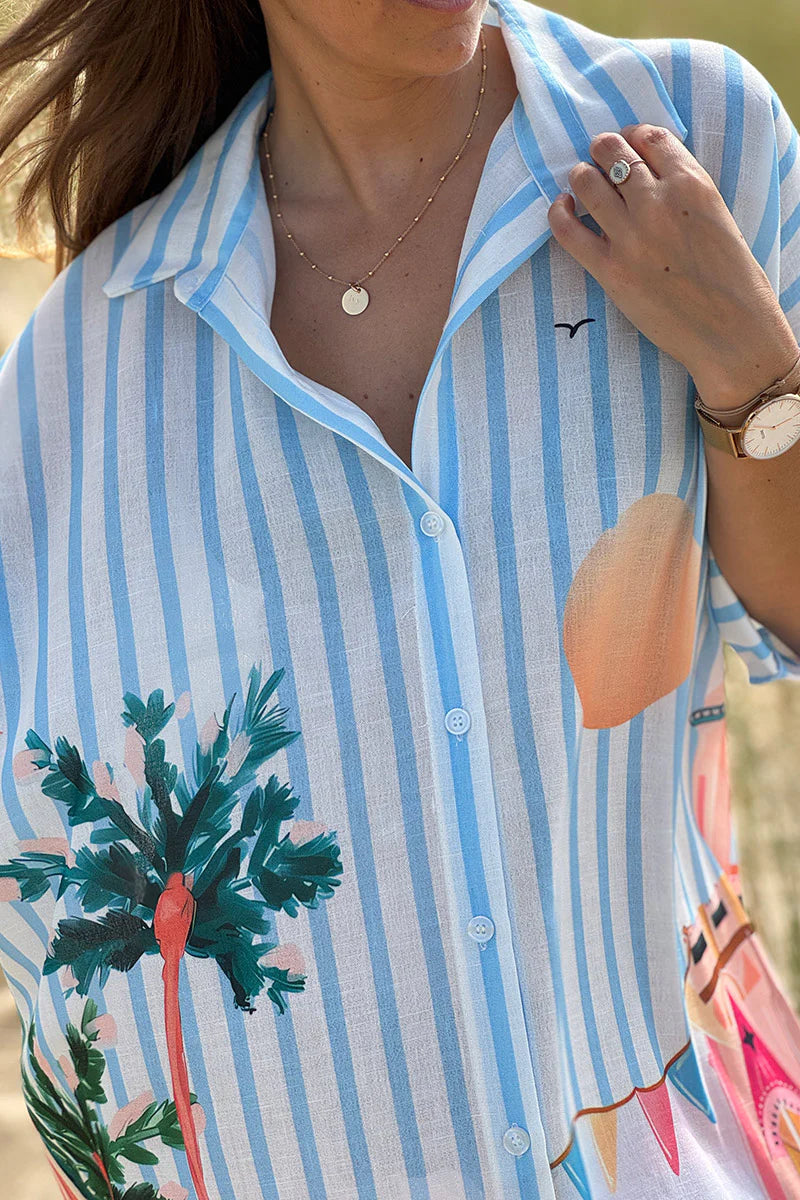 Blue Stripe Moroccan Breeze Cabana Dress