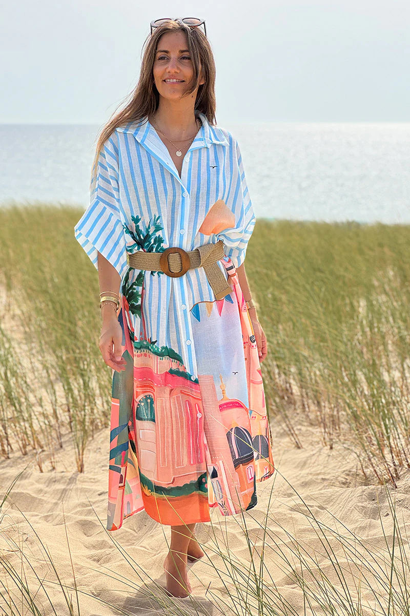 Blue Stripe Moroccan Breeze Cabana Dress