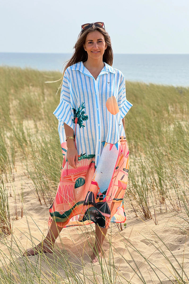 Blue Stripe Moroccan Breeze Cabana Dress