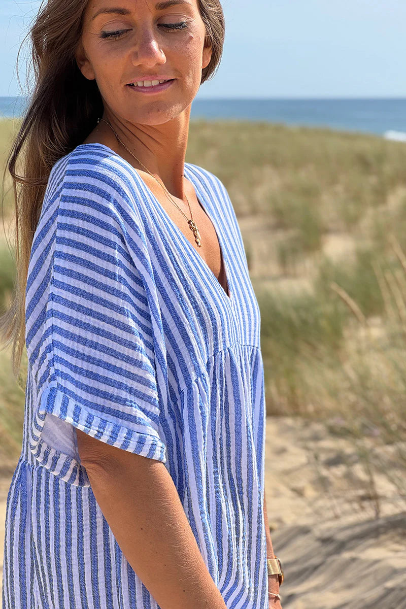 Blue Striped Gauze Sundress