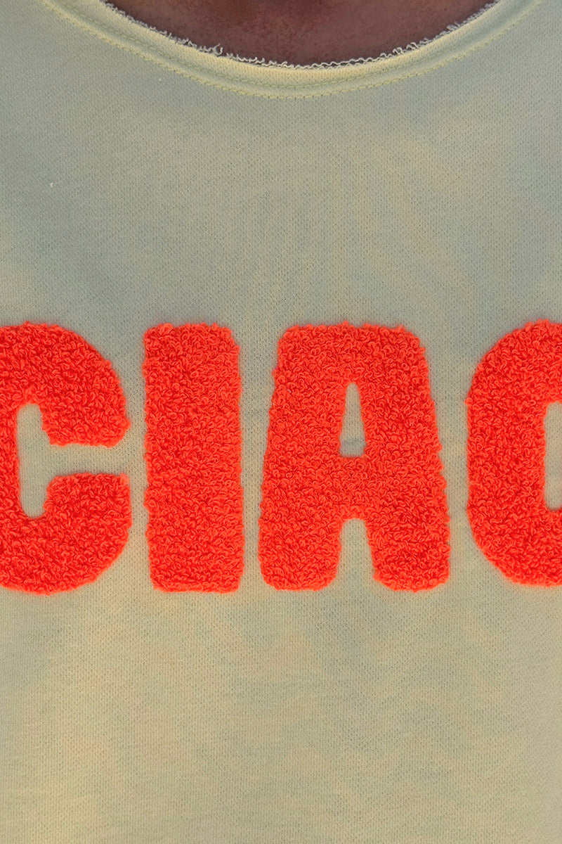 Butter Yellow “CIAO” Lightweight Slouchy Dolman Tee