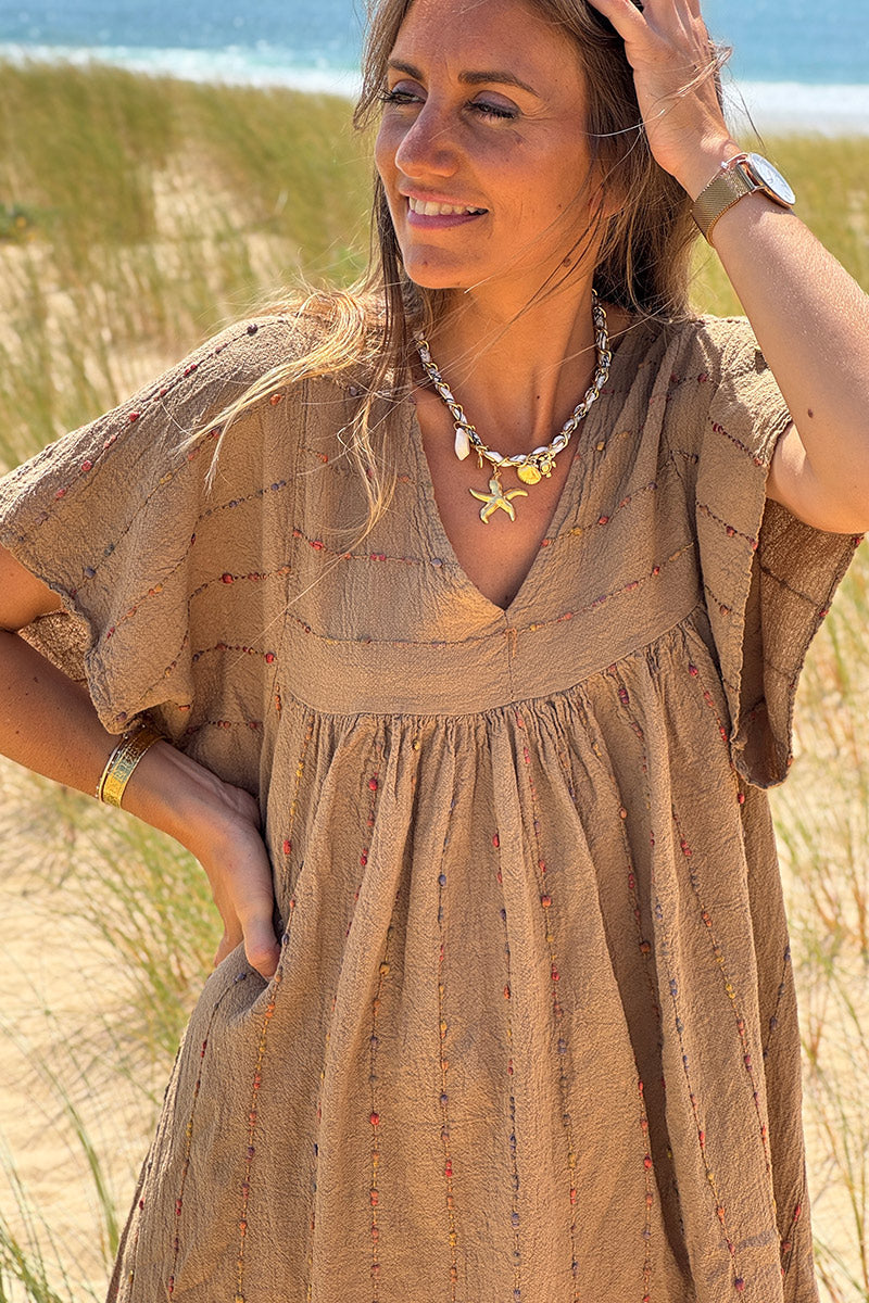 Cafe Boucle Stripe Gauze Dress