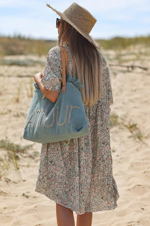 Celadon Green Liberty Print Flowing Smock Dress Jeanne