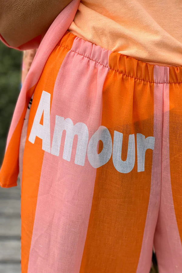 Coral “Amour” Beach Striped Palazzo Pants
