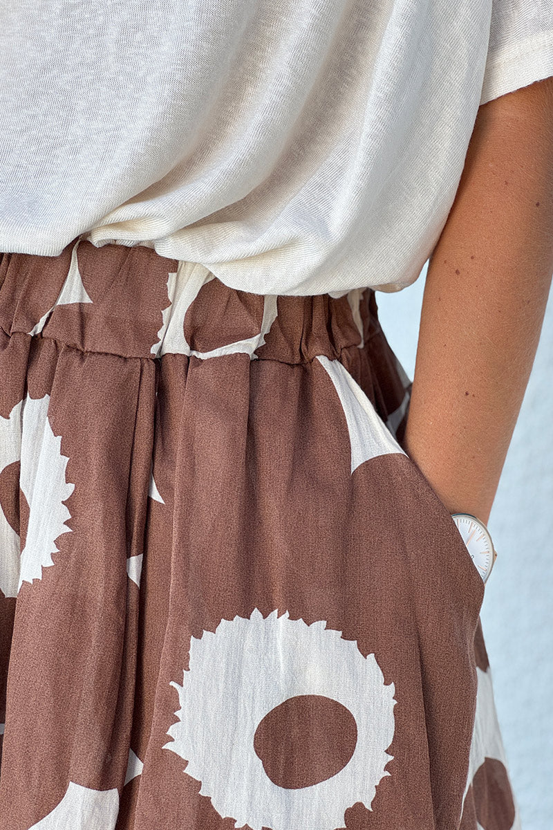 Cream Floral Maxi Skirt with Pockets