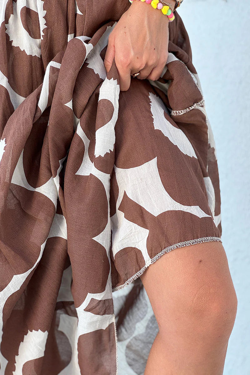 Cream Floral Maxi Skirt with Pockets