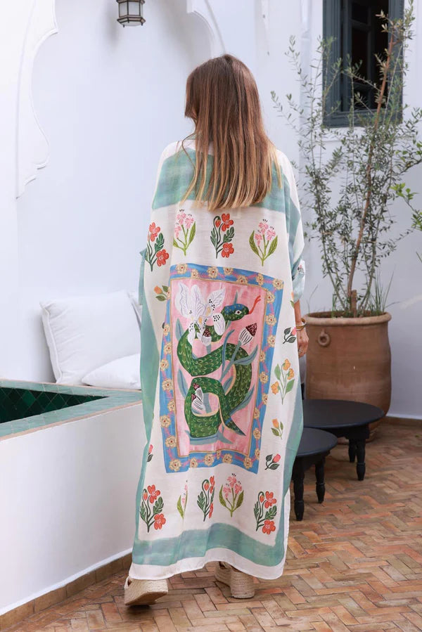 Cream Garden of Eden Print Caftan