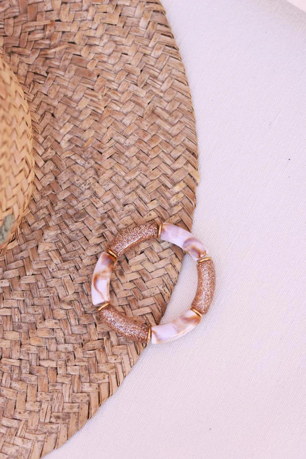 Cream Glitter Tube Bead Bracelet