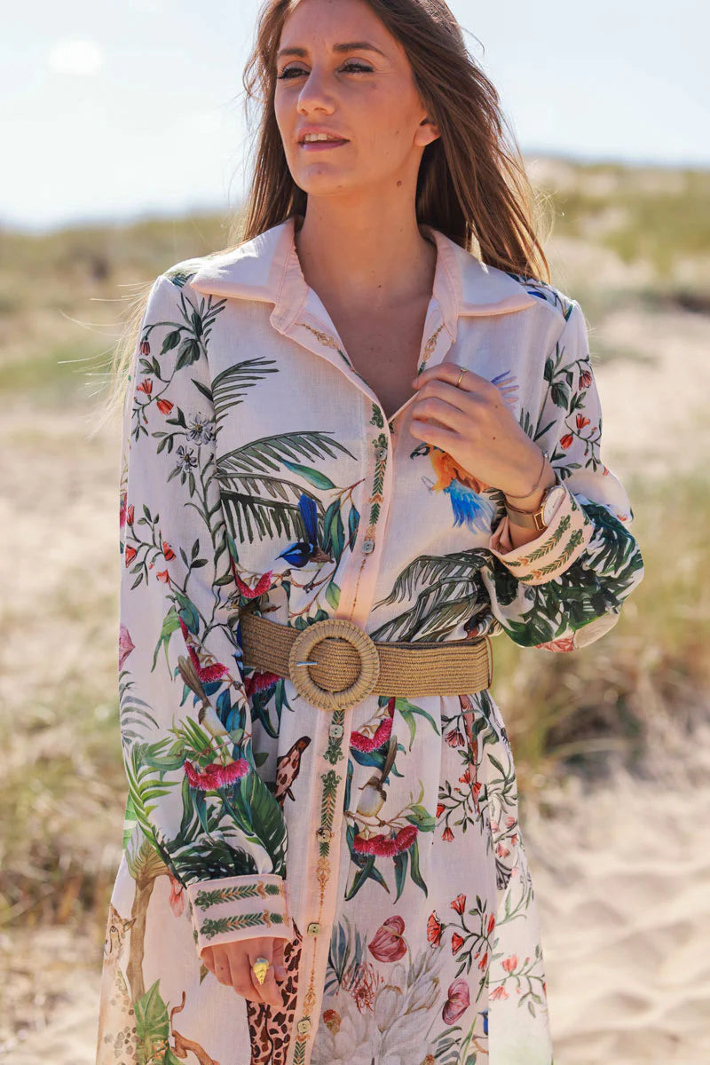 Cream Rain Forest Escape Maxi Dress