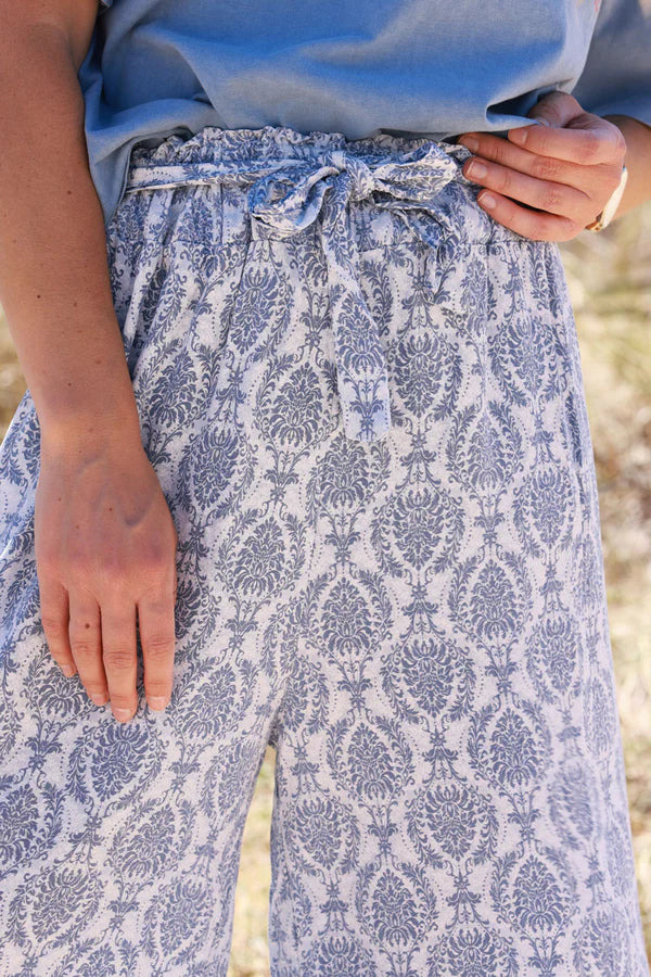 Dusty Blue Batik Boho Pants