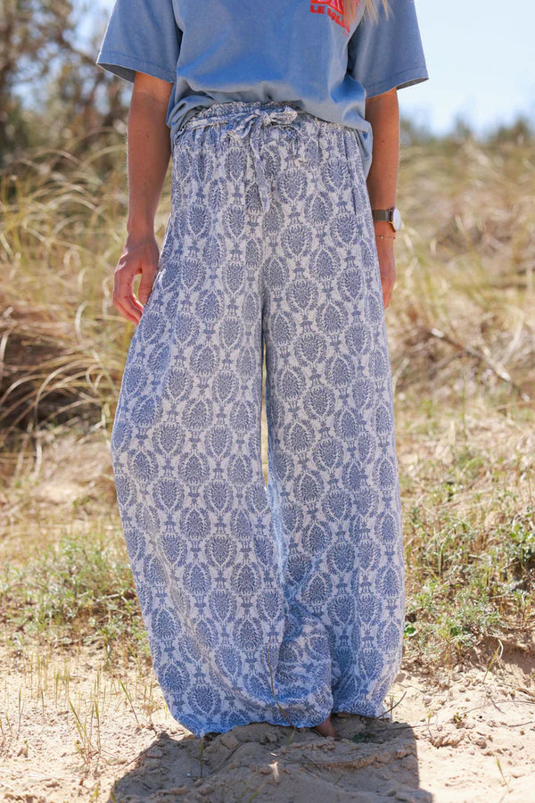 Dusty Blue Batik Boho Pants