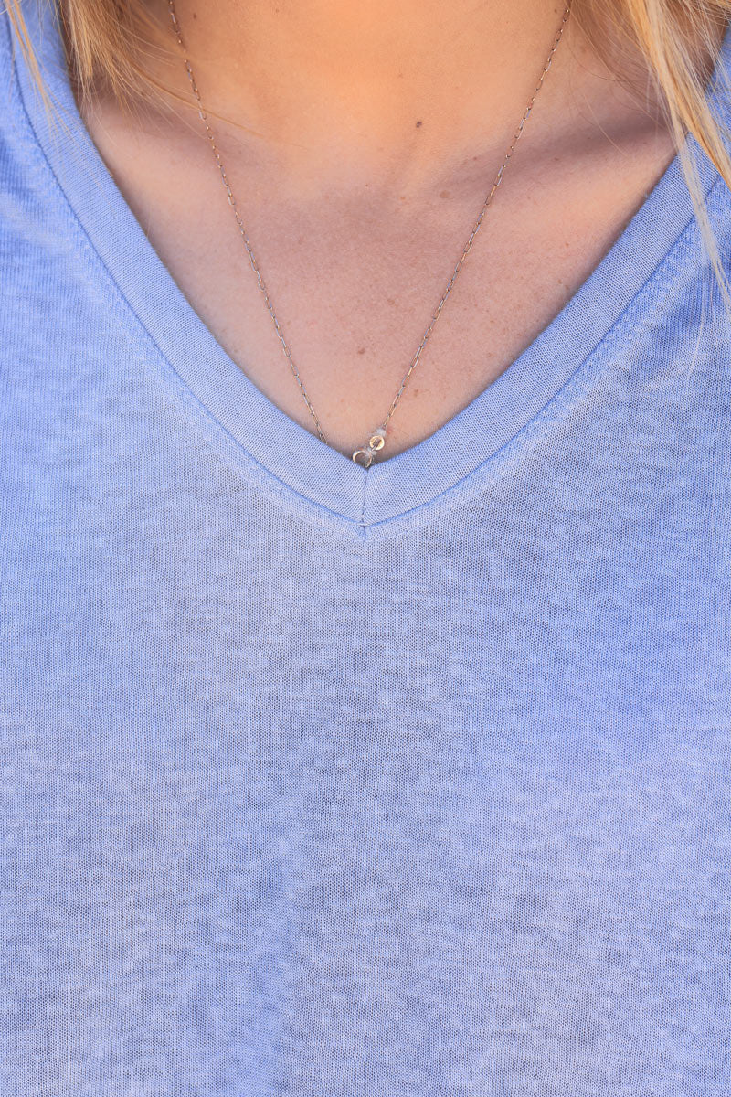 Blue Relaxed Fit Batwing Super Soft T-shirt