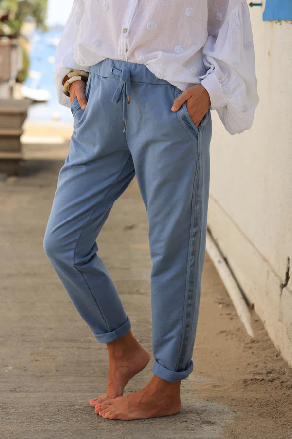 Baby Blue Sweatpants with Satin Outseams
