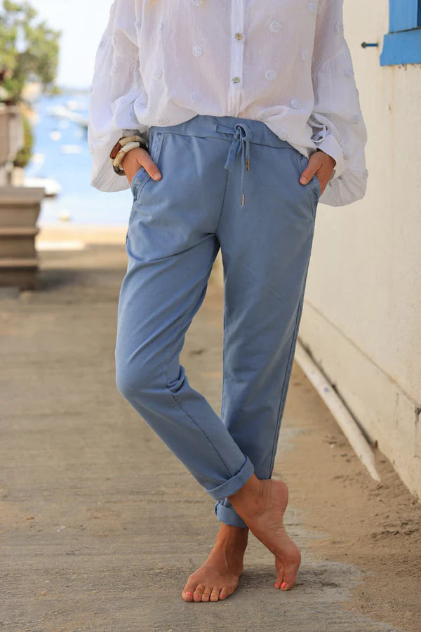 Baby Blue Sweatpants with Satin Outseams
