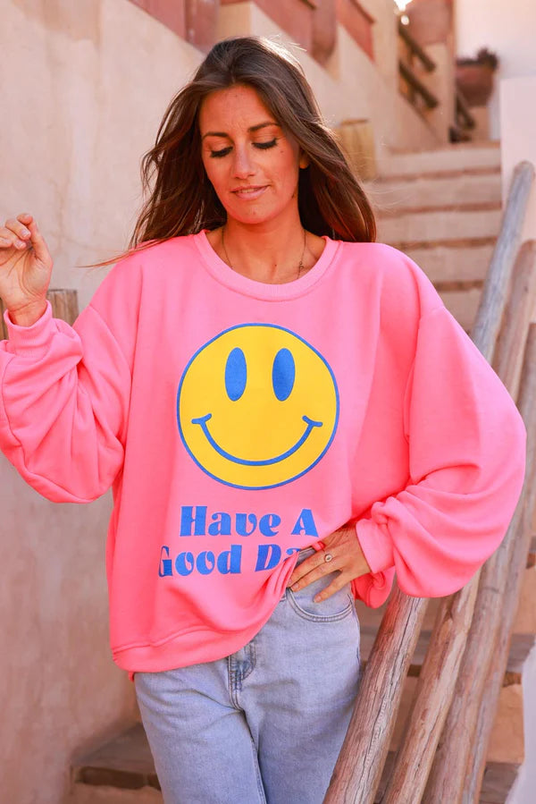 Flash Pink “Have a Good Day!” Sweater