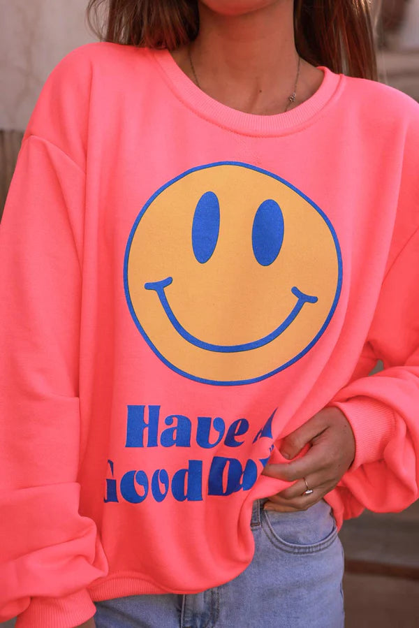 Flash Pink “Have a Good Day!” Sweater