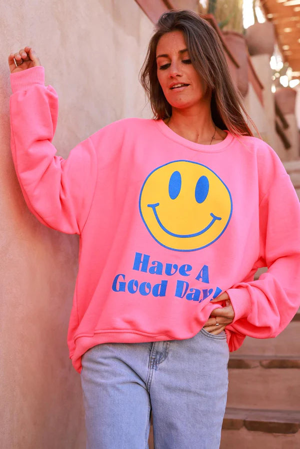 Flash Pink “Have a Good Day!” Sweater