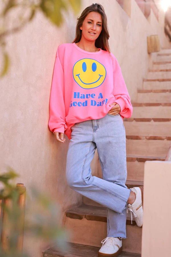 Flash Pink “Have a Good Day!” Sweater