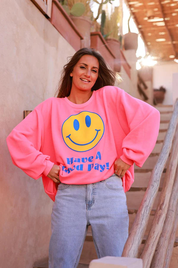 Flash Pink “Have a Good Day!” Sweater