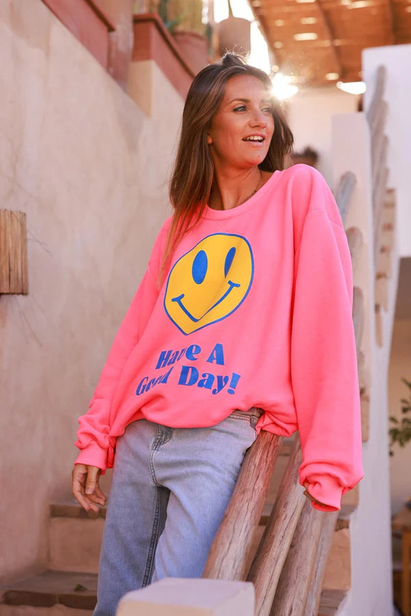 Flash Pink “Have a Good Day!” Sweater