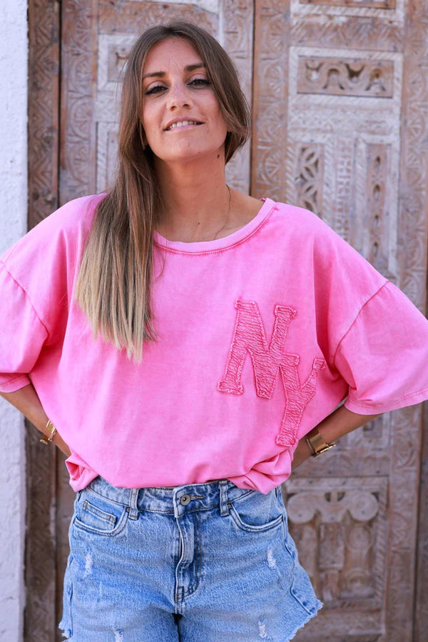Hot pink NY Jersey Knit Tee