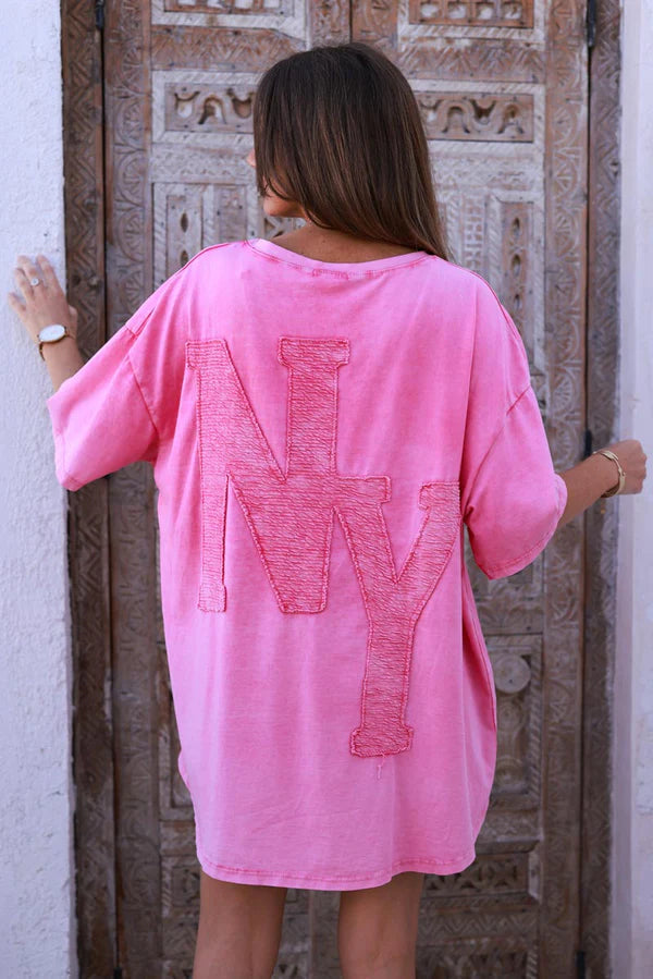 Hot pink NY Jersey Knit Tee