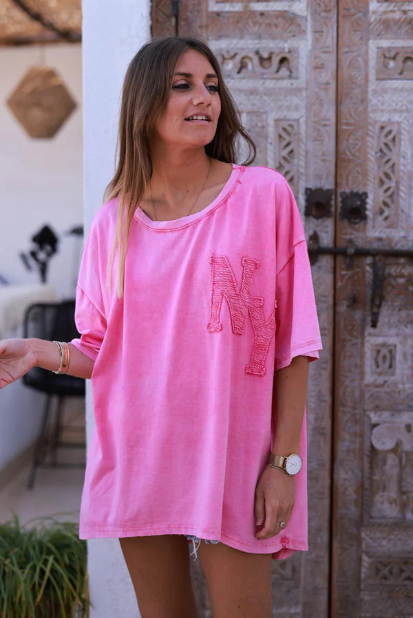 Hot pink NY Jersey Knit Tee