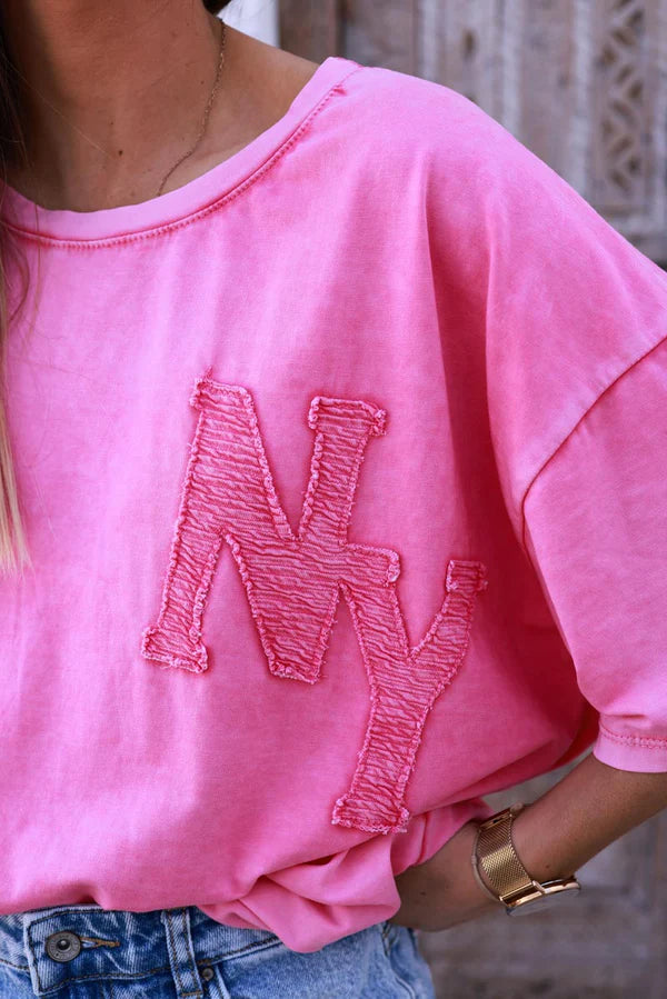 Hot pink NY Jersey Knit Tee