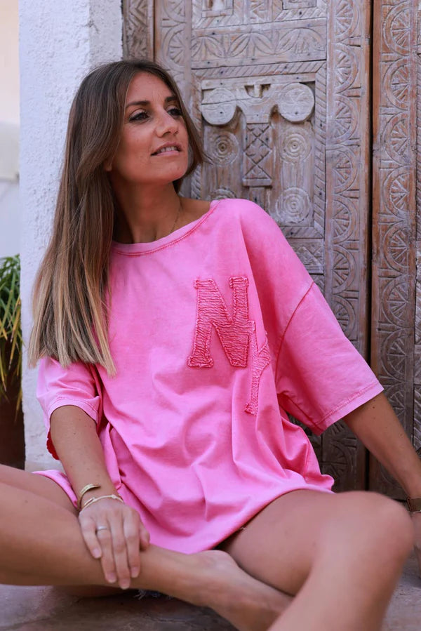 Hot pink NY Jersey Knit Tee