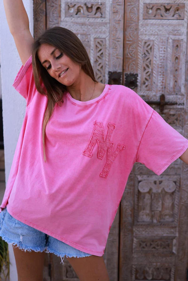 Hot pink NY Jersey Knit Tee