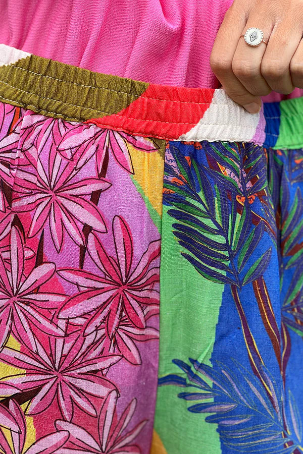 Fuchsia Pink Trees Art Multi Palazzo Pants