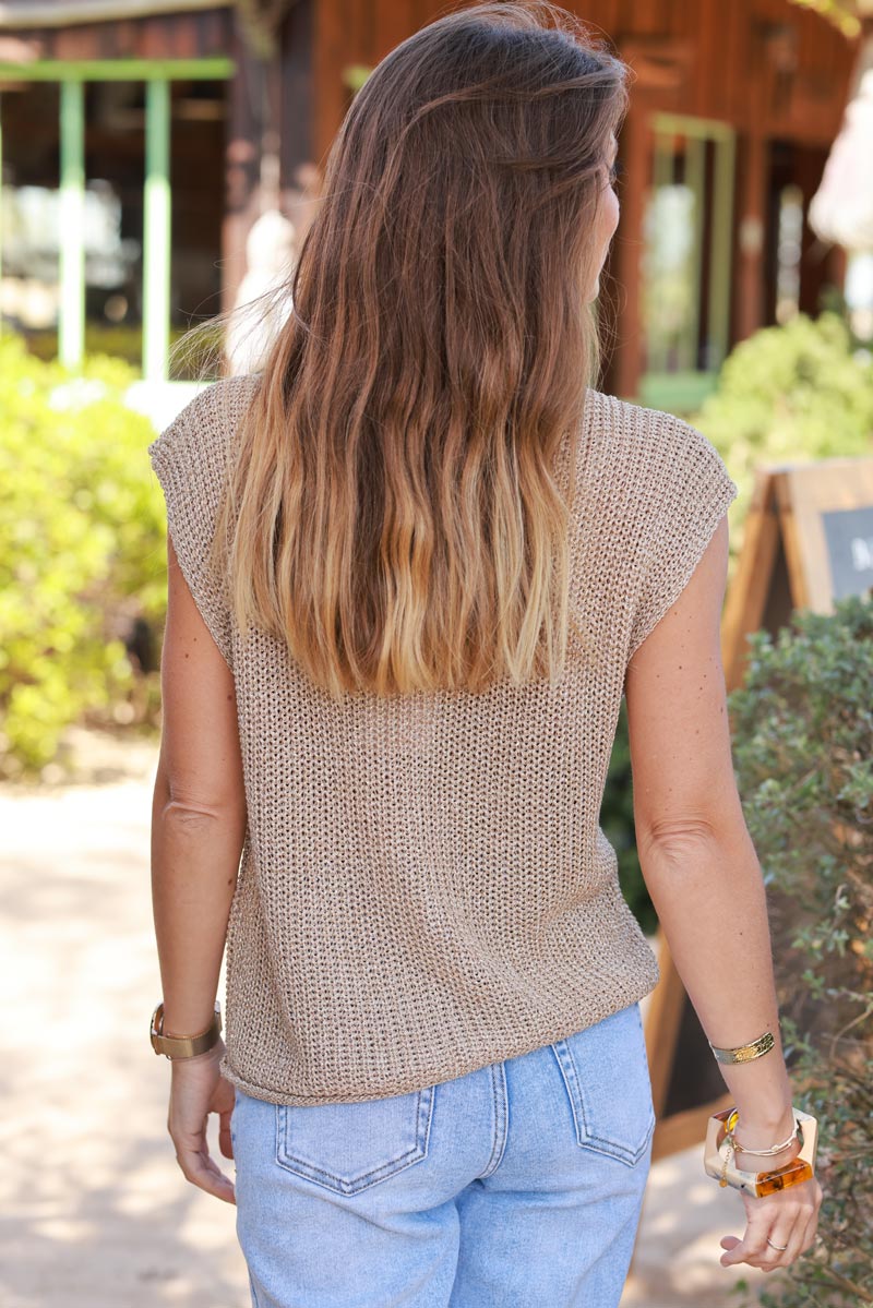 Gold Chunky Knit Sweater Vest