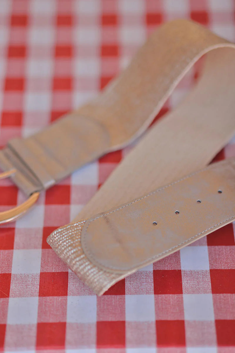Gold Stretch Textured Buckle Belt