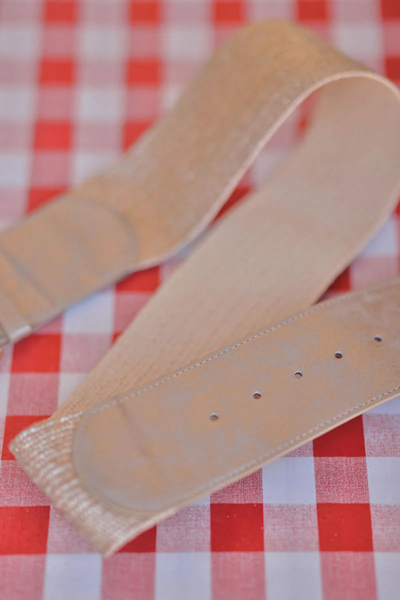 Gold Stretch Textured Buckle Belt