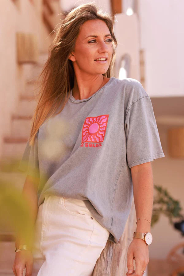 Gray Le Soleil Jersey Tee