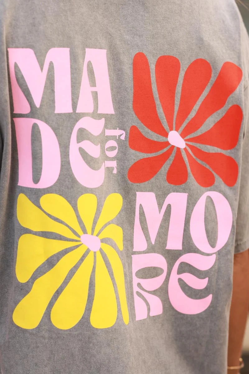 Gray Hibiscus Surf Style Tee