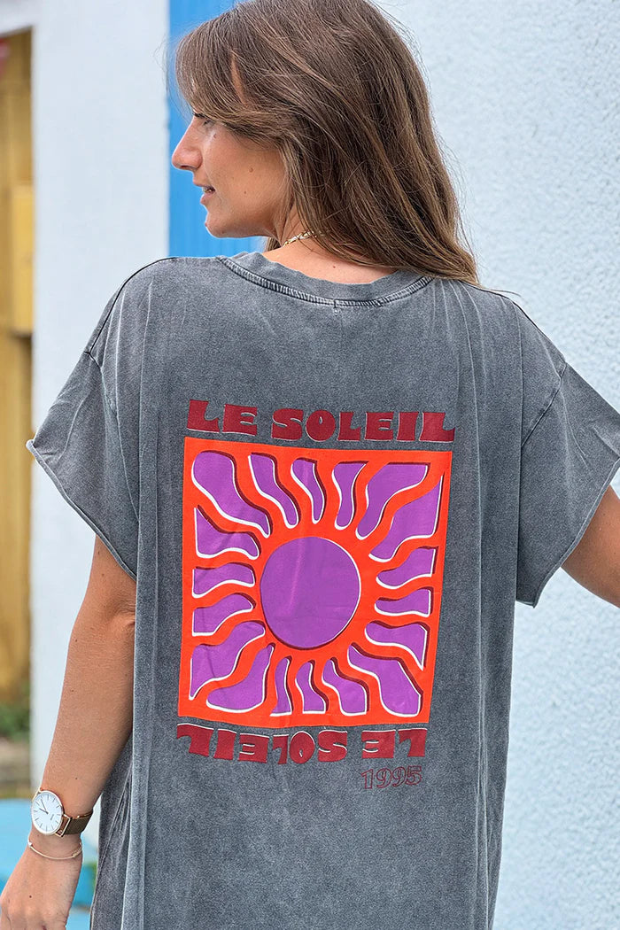 Gray Neon Sun Vintage Jersey T-Shirt Dress