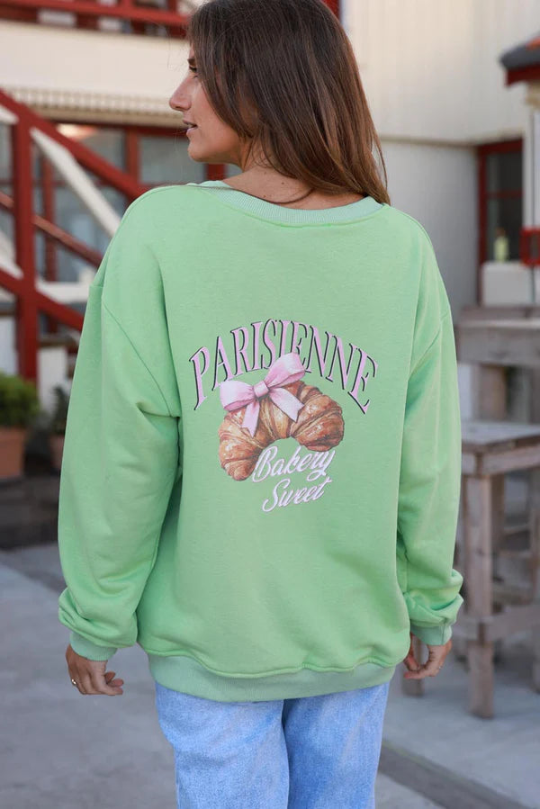 Light Green Bakery Sweet Croissant Sweater