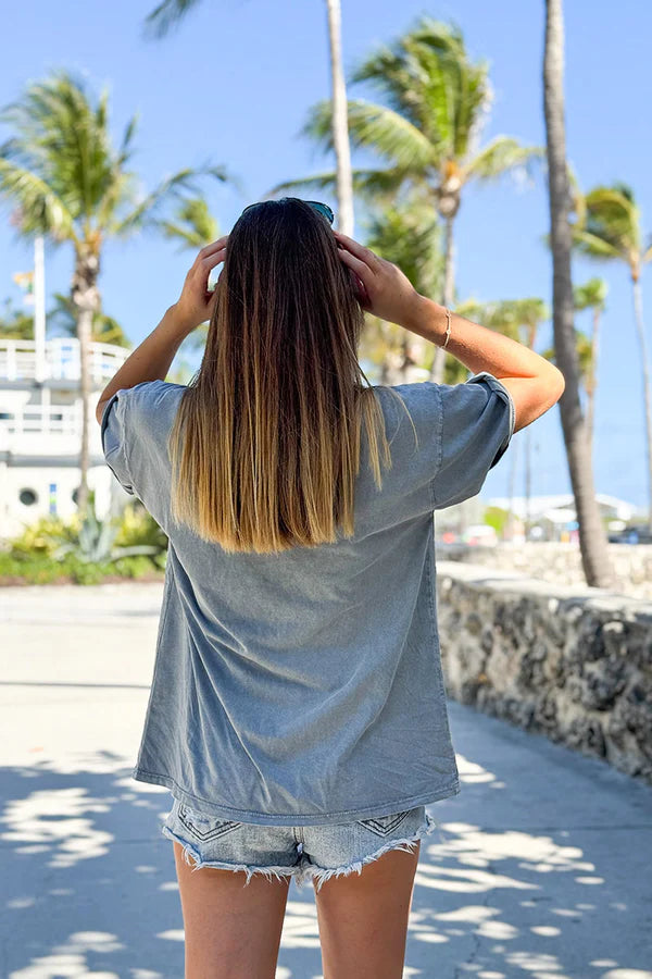 Heather Gray Croissant Screen Print Tee