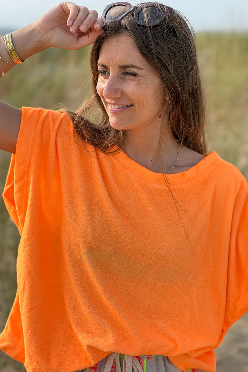 Hot Orange Terry Cloth Tee