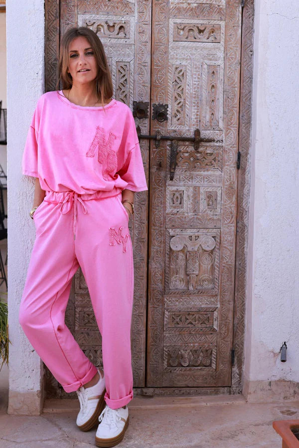 Hot Pink Stretch Twill NY Pull-On Pant