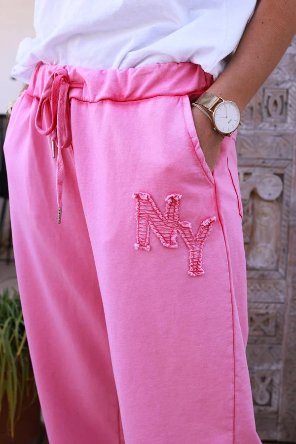 Hot Pink Stretch Twill NY Pull-On Pant