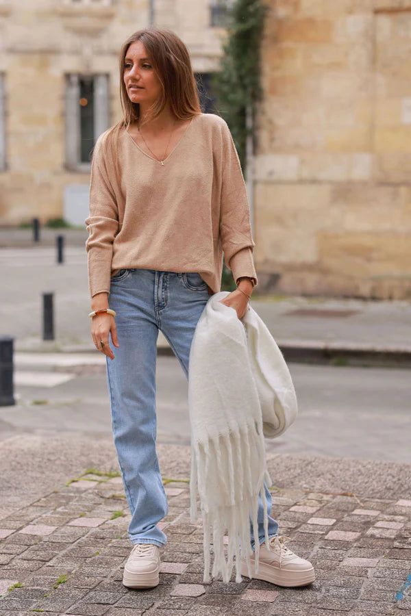Ivory Faux Cashmere Tassel Scarf
