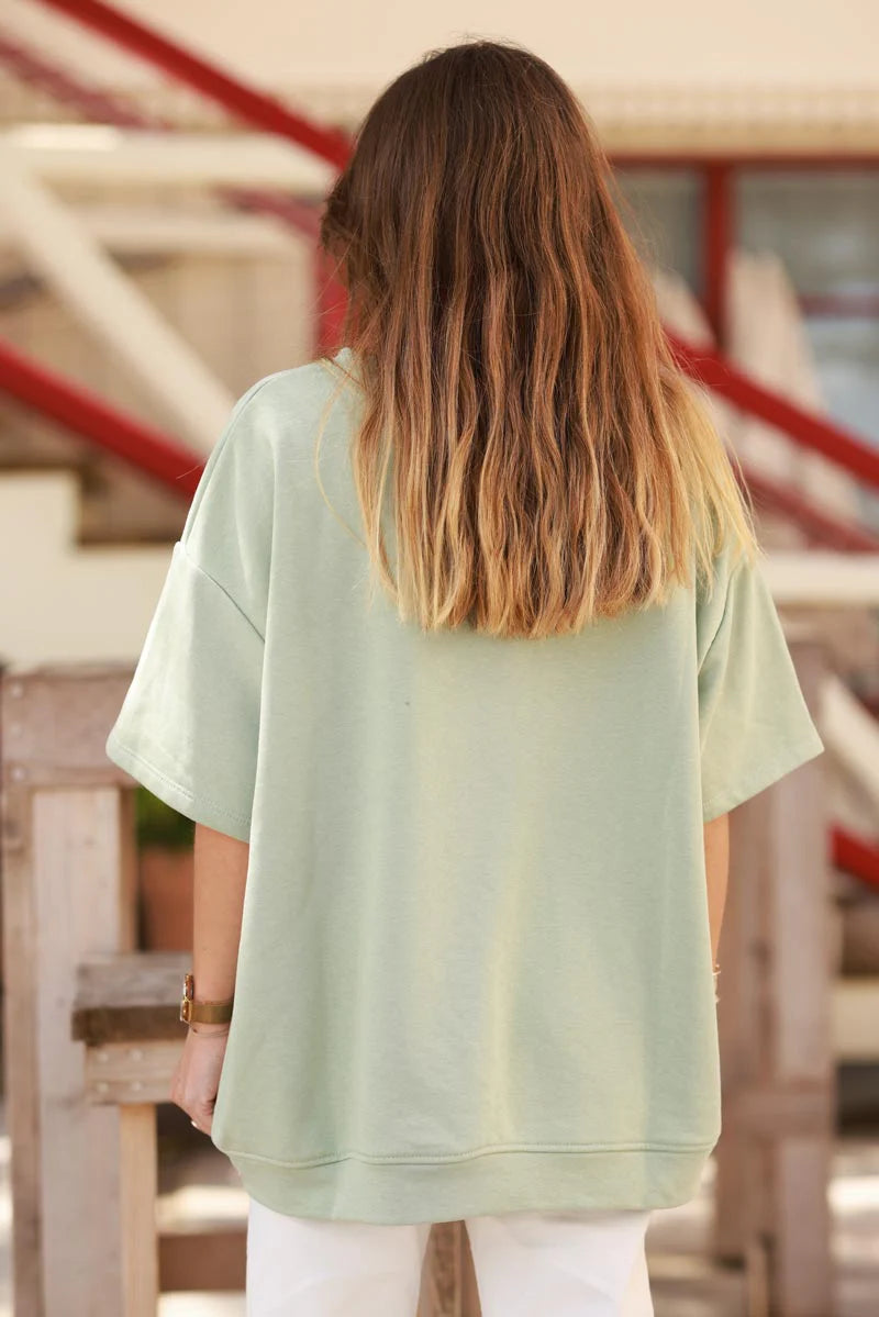 Light Olive “CIAO” Italian Knit Top