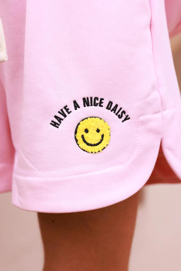 Light pink Smiley Face Casual Shorts
