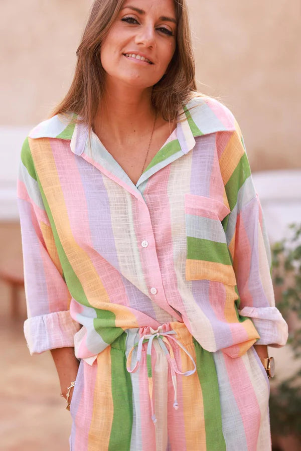 Light pink Stripe Button-Down Blouse