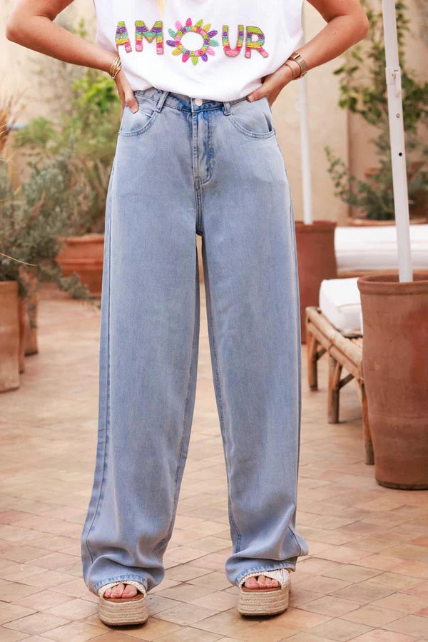 Light Wash Vintage Wide-Leg Jeans