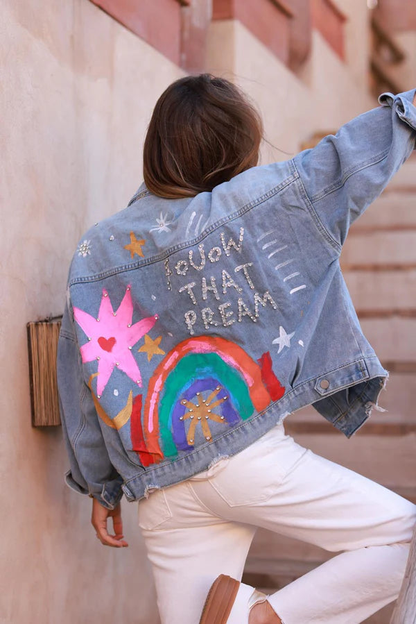 Medium Wash Heavenly Bodies Embellished Jean Jacket