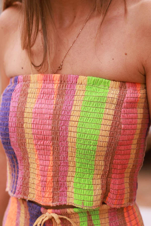 Multicolor Batik Tropical Stripe 2-Piece Lounge Set