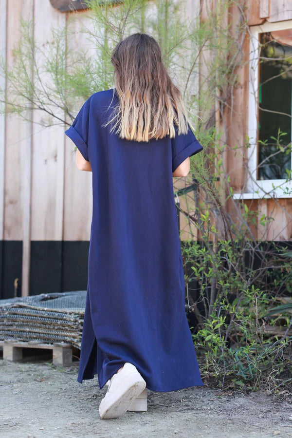 Navy blue Jersey Knit Maxi Dress